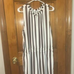 LOFT Striped Sleeveless Jumpsuit